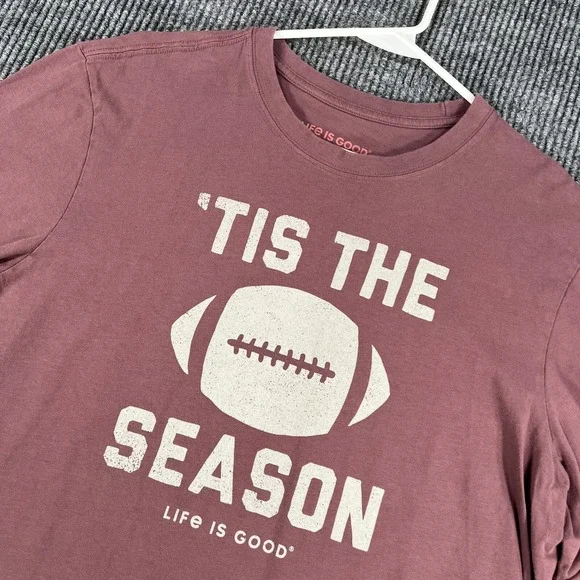 Life is Good Shirt Mens Large Red Long Sleeve Football Season Crusher Crew - Picture 1 of 10